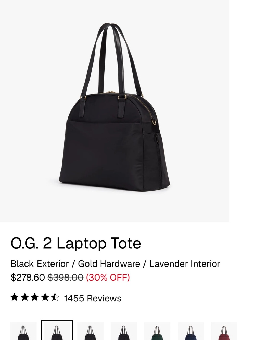 Tumi O.G. 2 Laptop Tote in Black with Gold Hardware